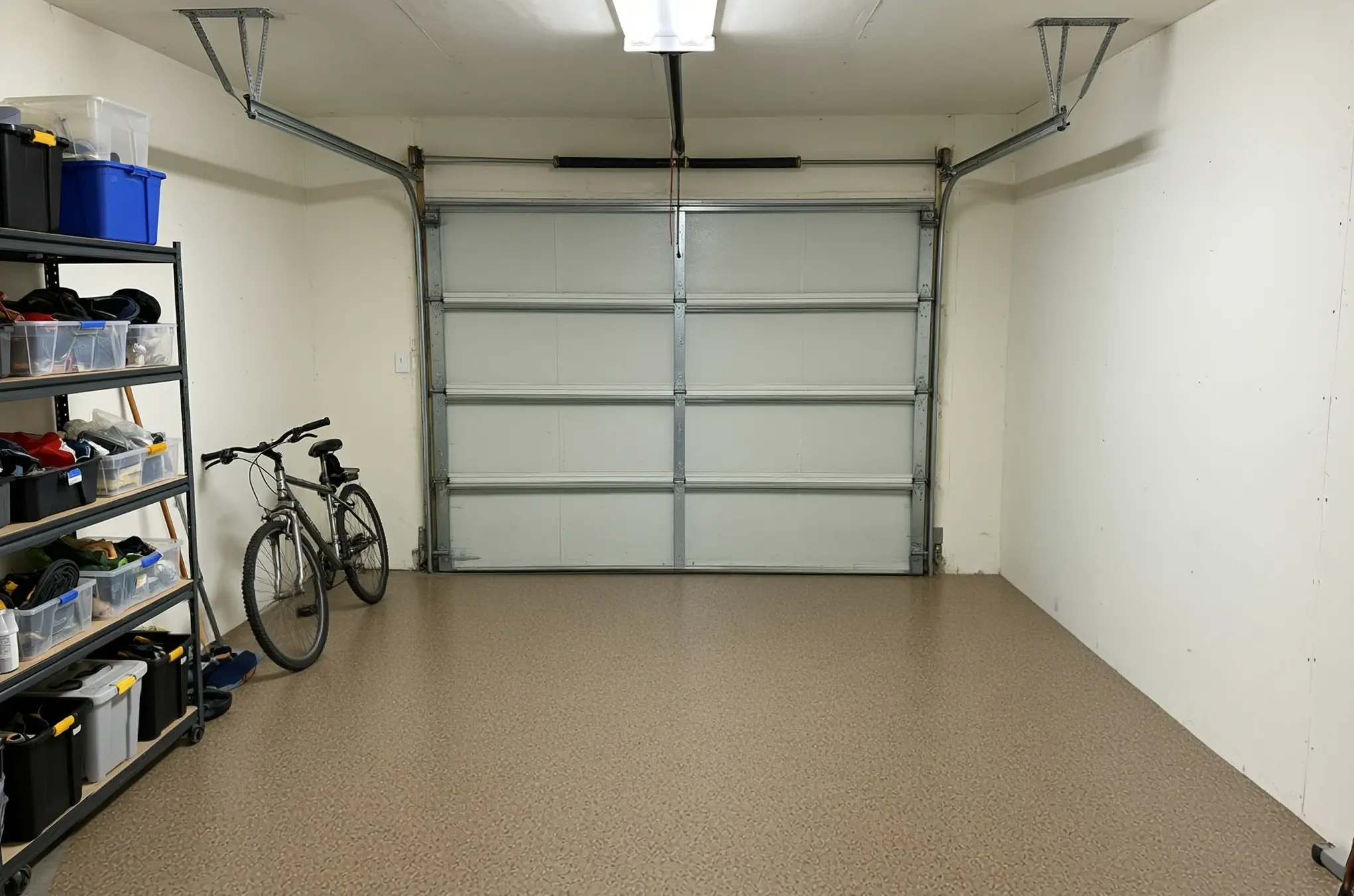A garage floor finished in ANVIL Ballast