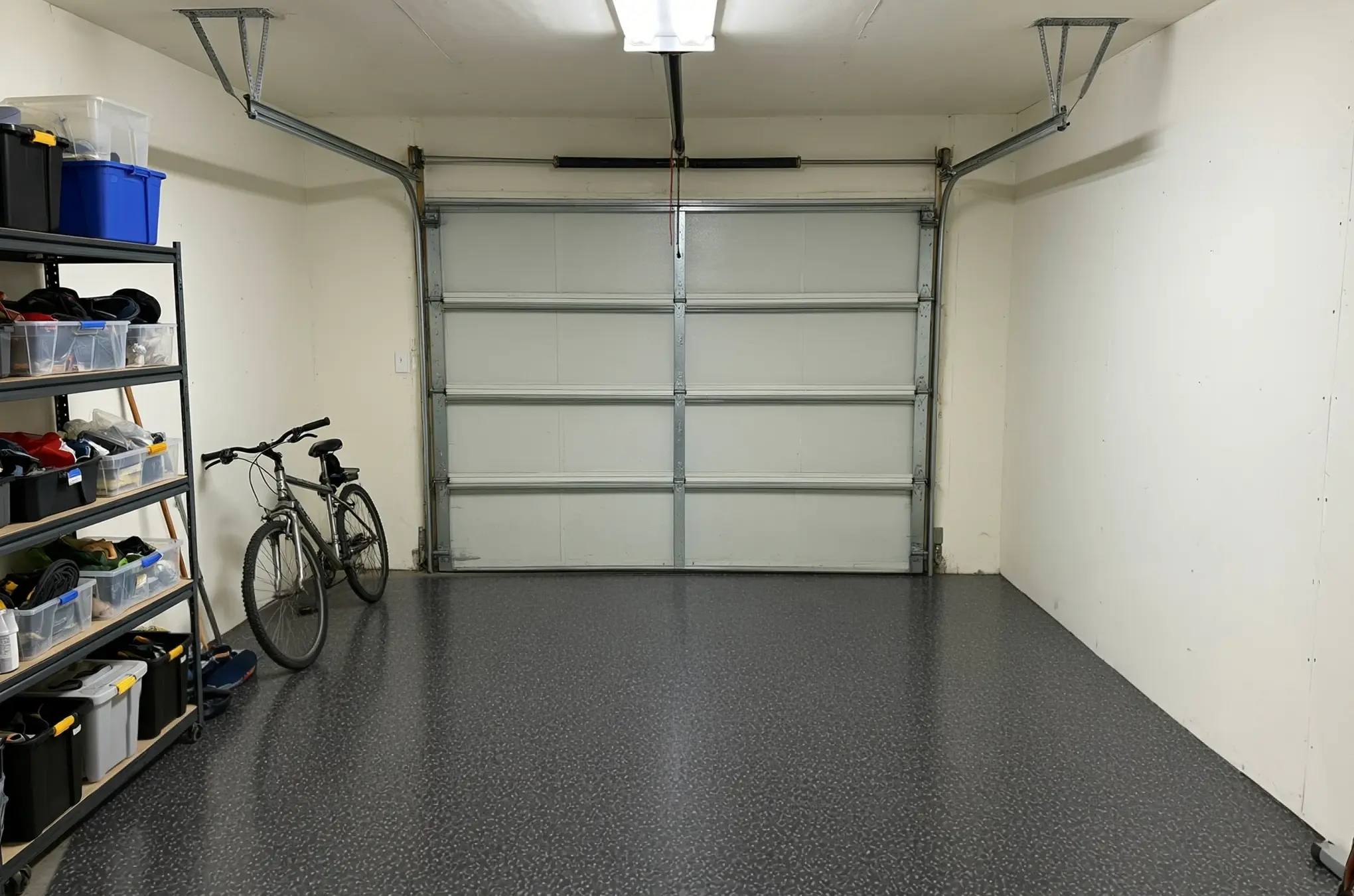 A garage floor finished in ANVIL Basalt