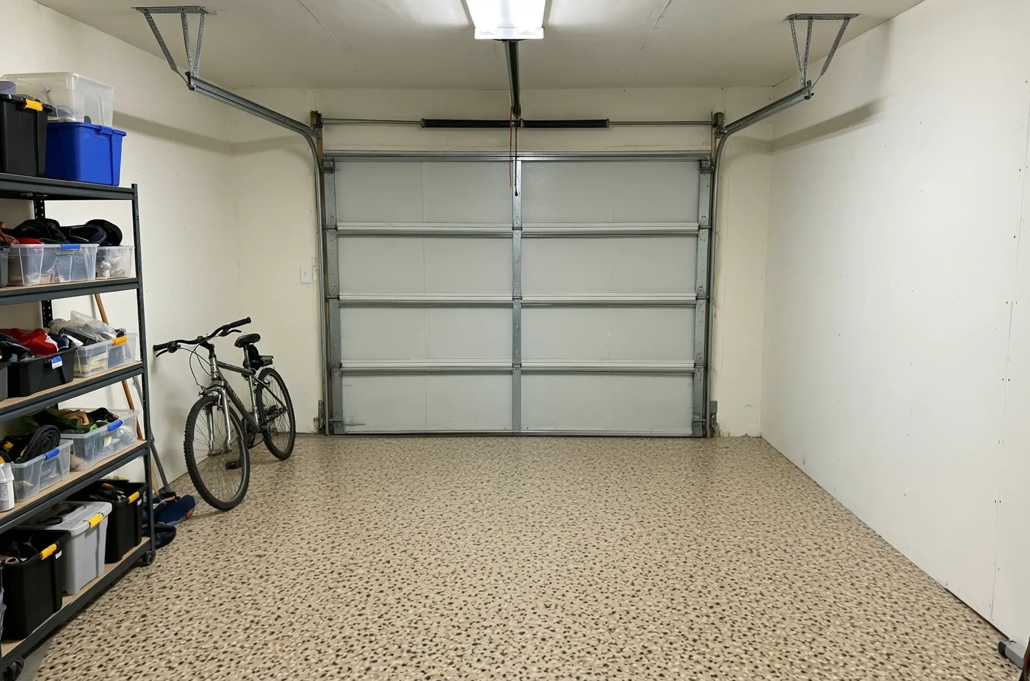 A garage floor finished in ANVIL Bone Yard