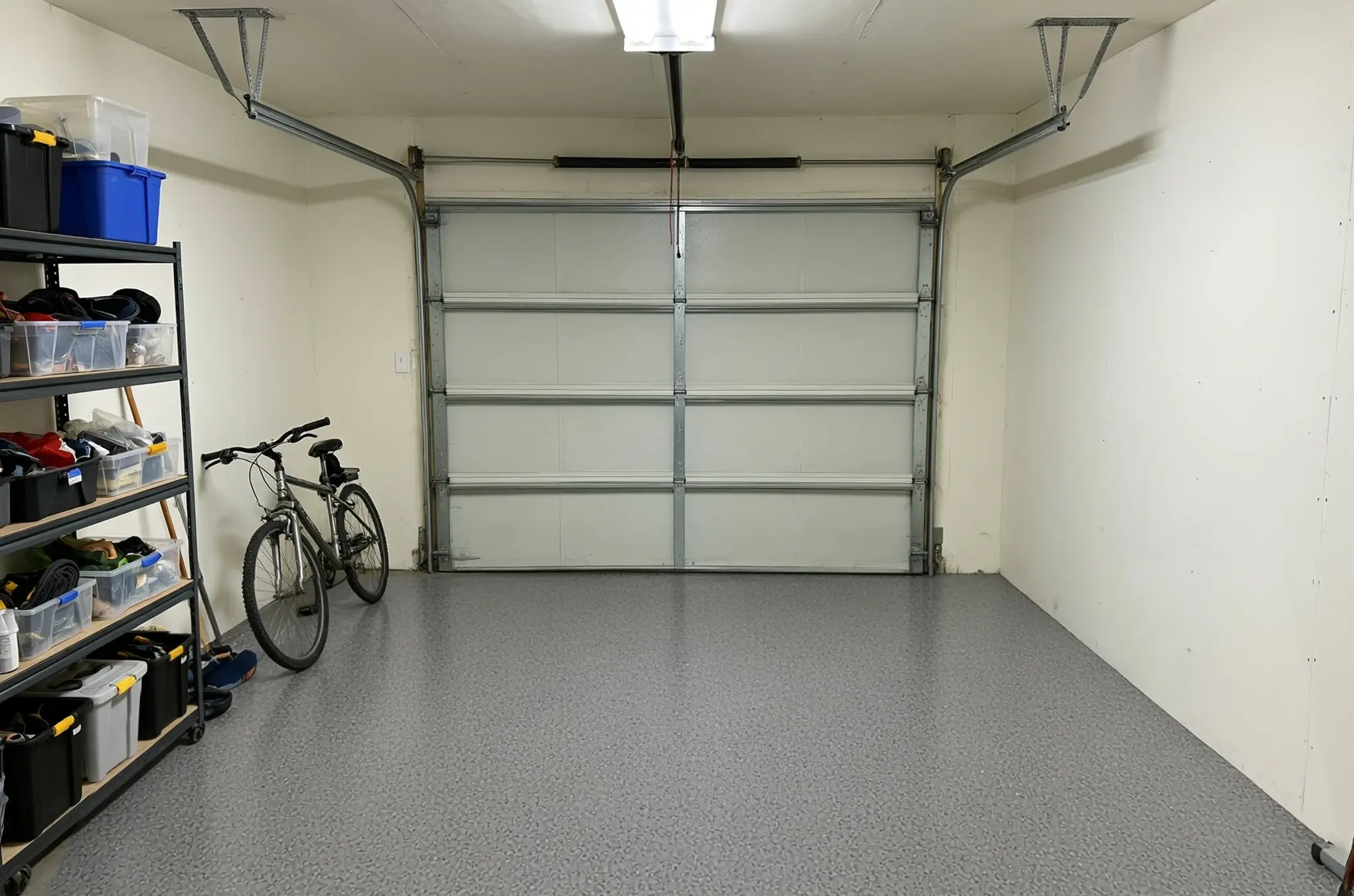 A garage floor finished in ANVIL Cinder