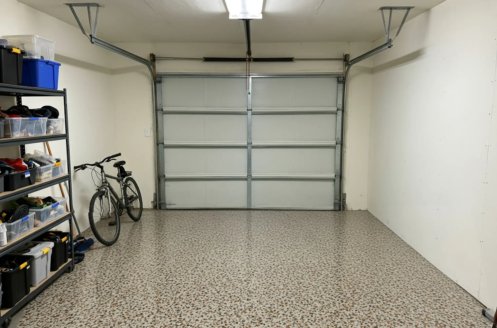 A garage floor finished in ANVIL Copperhead