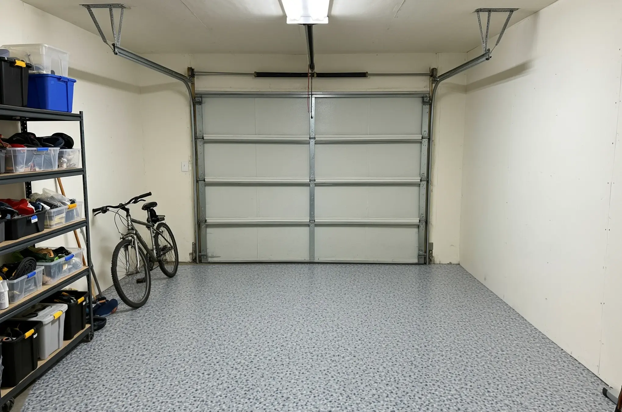 A garage floor finished in ANVIL Glacier