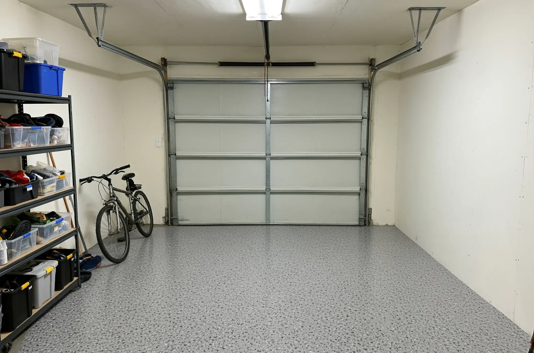 A garage floor finished in ANVIL Millstone