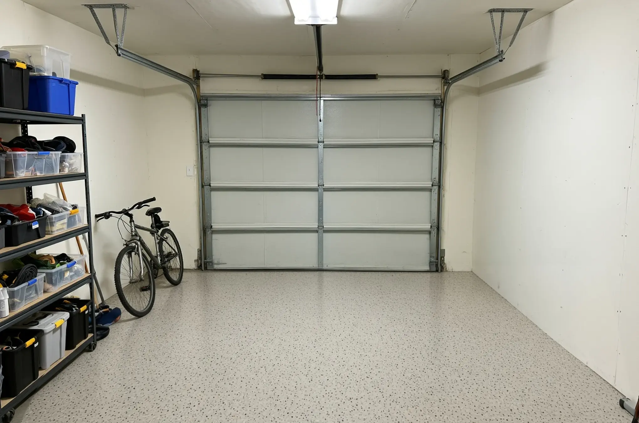 A garage floor finished in ANVIL Mortar